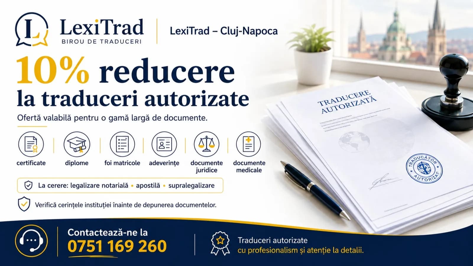 10% reducere la traduceri autorizate