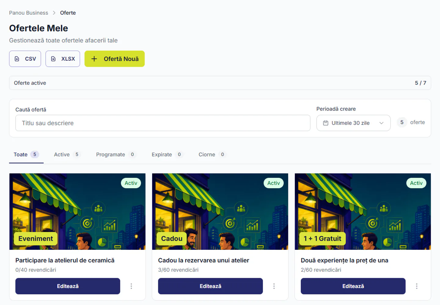 Ofertele Mele în NearYou, vedere desktop