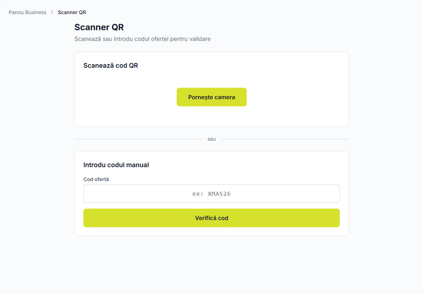 Scanner QR în NearYou, vedere desktop